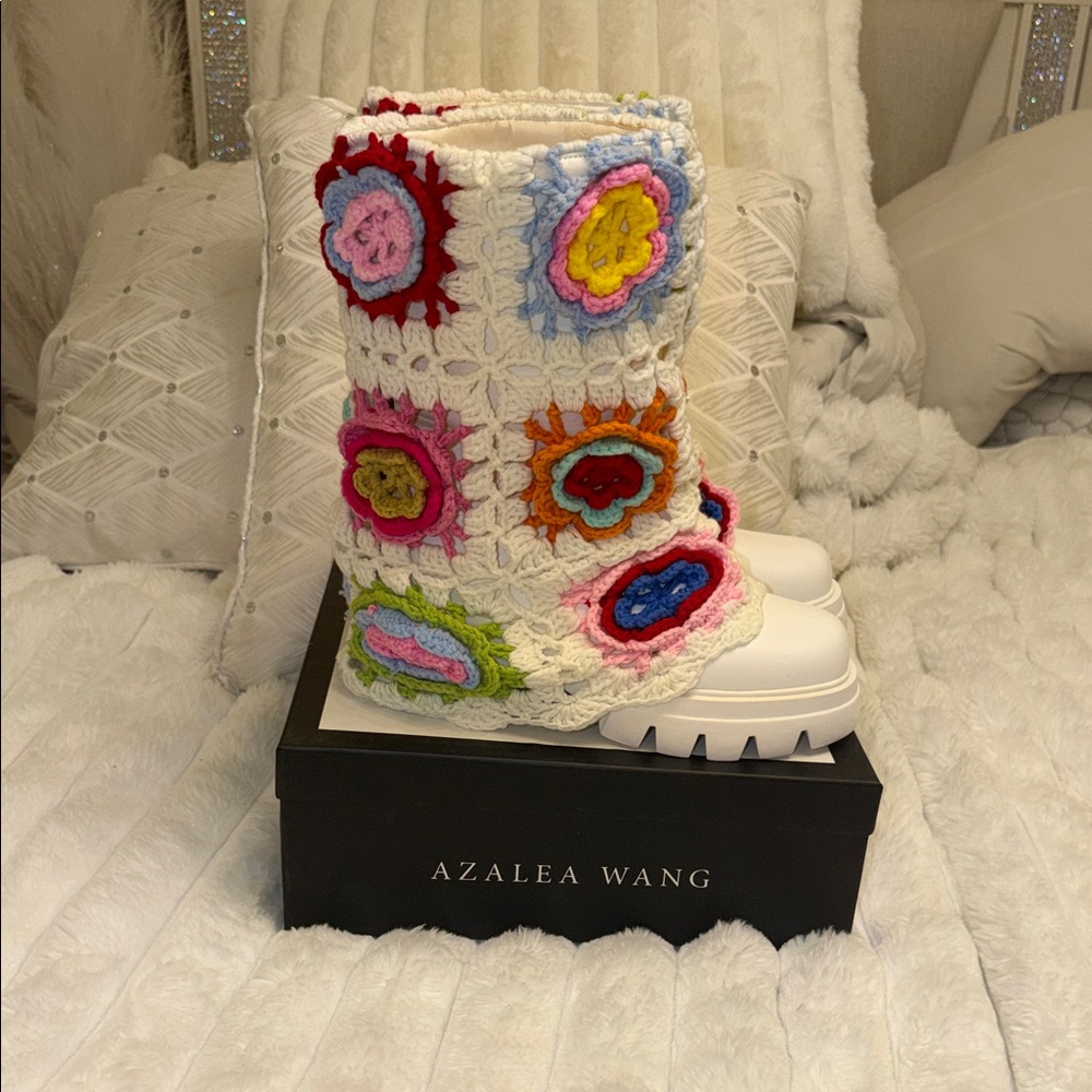 AKIRA Multicolor Crochet Combat Boots - Picture 2 of 5